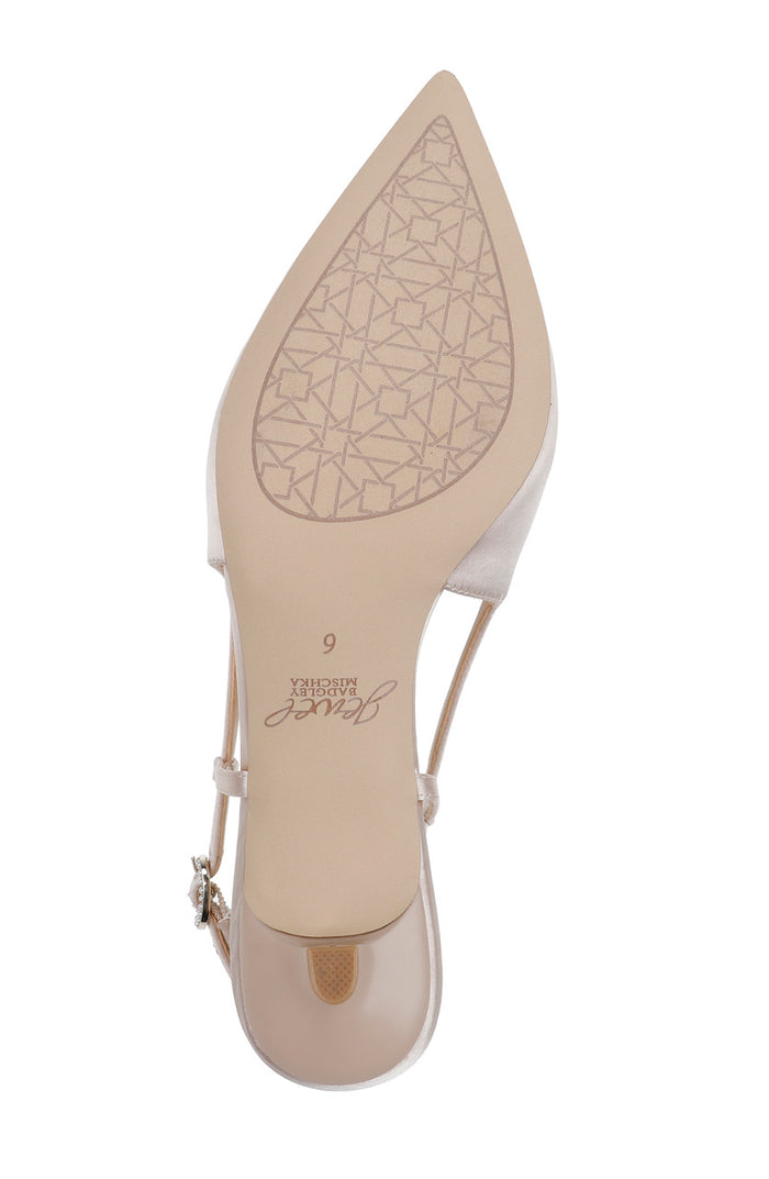 Champagne | Krystia Slingback Kitten Heels with Pearled Bow Sole