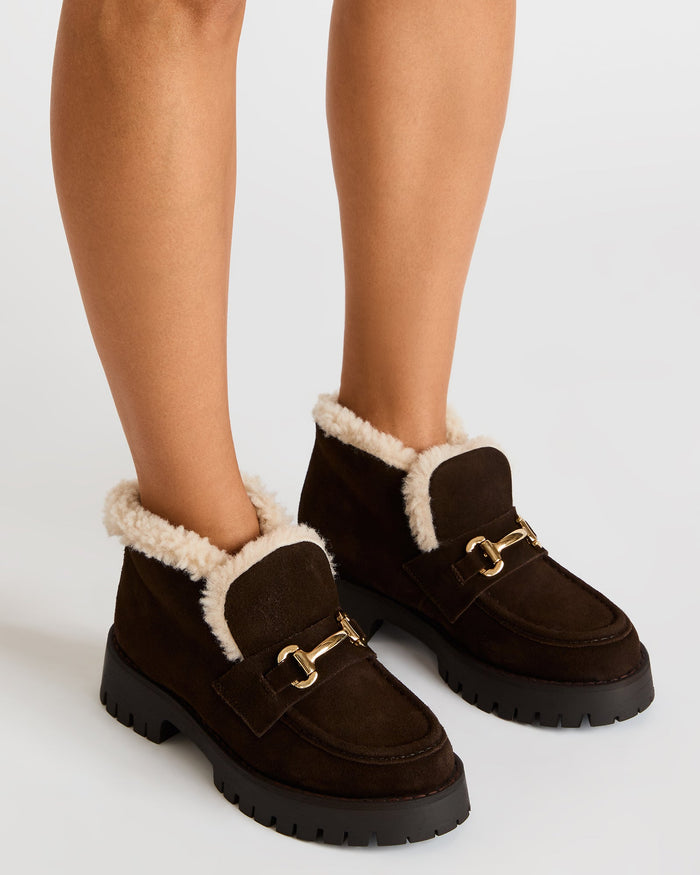 LEON FAUX FUR CHOCOLATE BROWN SUEDE