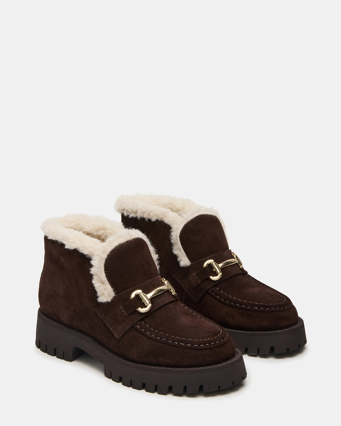LEON FAUX FUR CHOCOLATE BROWN SUEDE