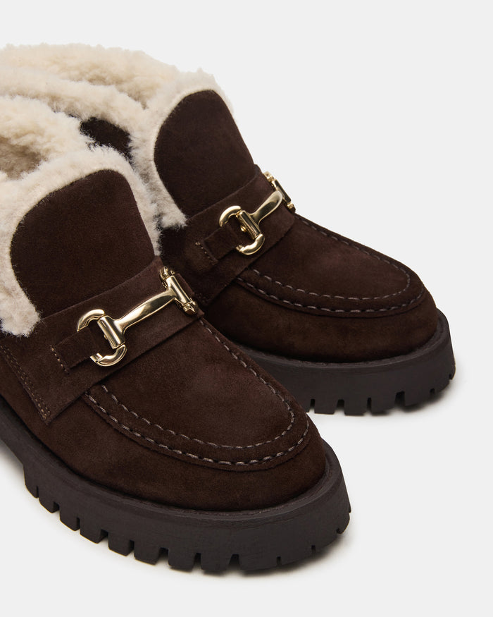 LEON FAUX FUR CHOCOLATE BROWN SUEDE