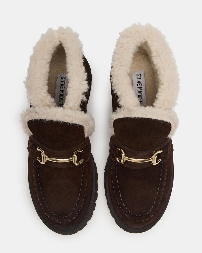 LEON FAUX FUR CHOCOLATE BROWN SUEDE