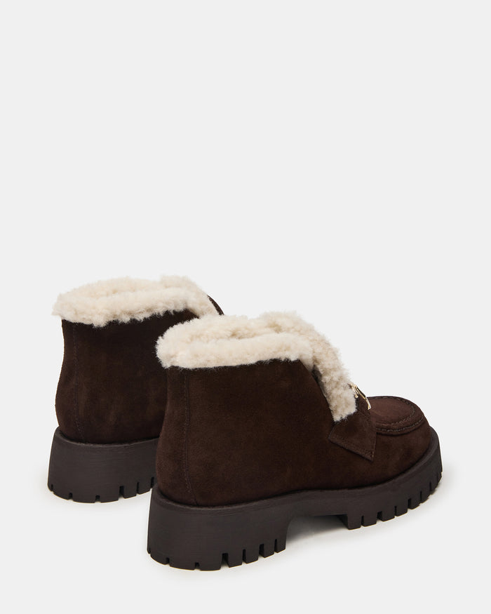 LEON FAUX FUR CHOCOLATE BROWN SUEDE
