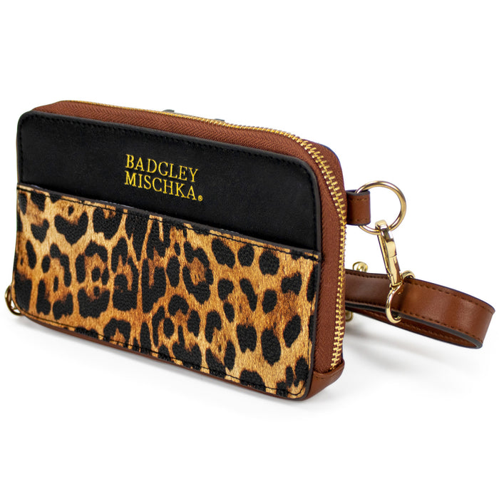 Leopard Vegan Leather Pouch Belt Bag Front
