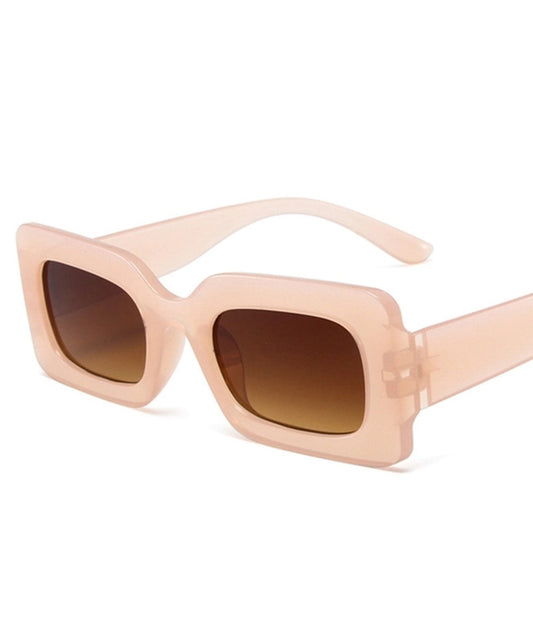 Light Pink Rectangular Frame Sunglasses