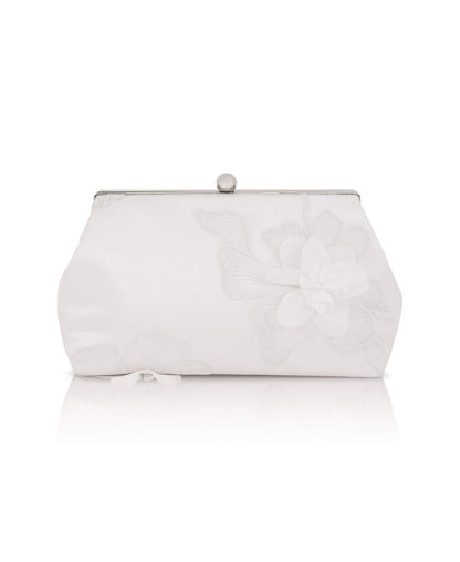 Ivory | Lila Floral Applique Pouch Clutch Back