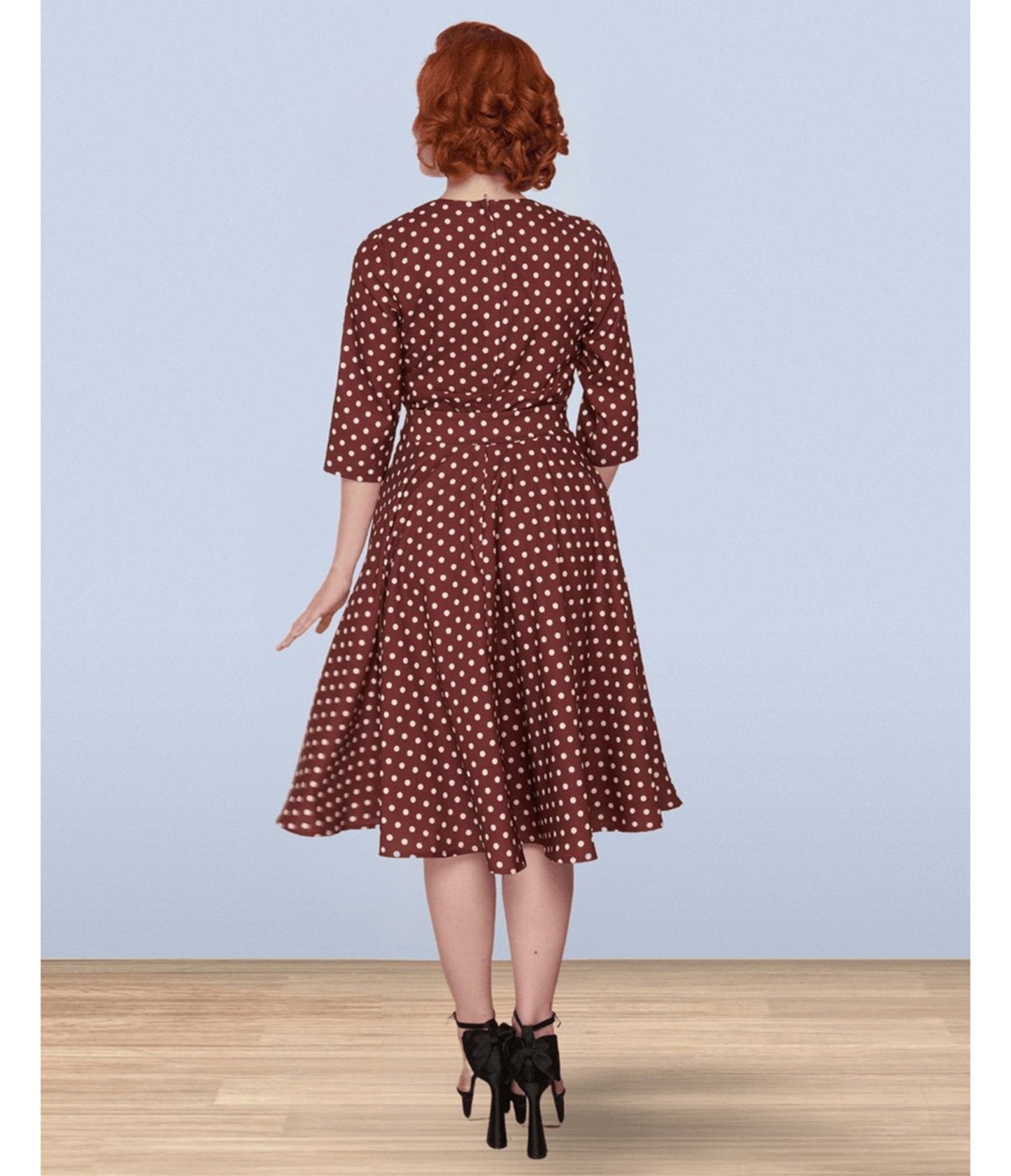 Lindy Bop Brown Polka Dot Rita Flared Dress