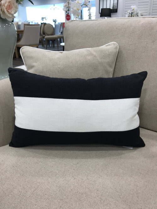 Linen Stripe Black Cushion