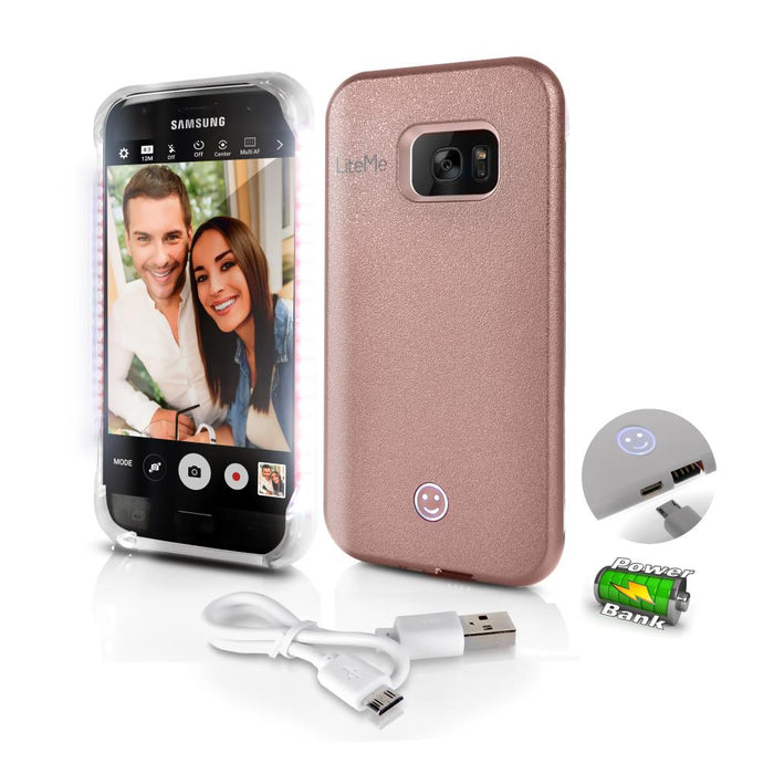 Lite-Me Selfie Lighted Smart Case, Phone Protection With Built-In Power Bank & Led Lights (For Samsung Galaxy S7 Edge)