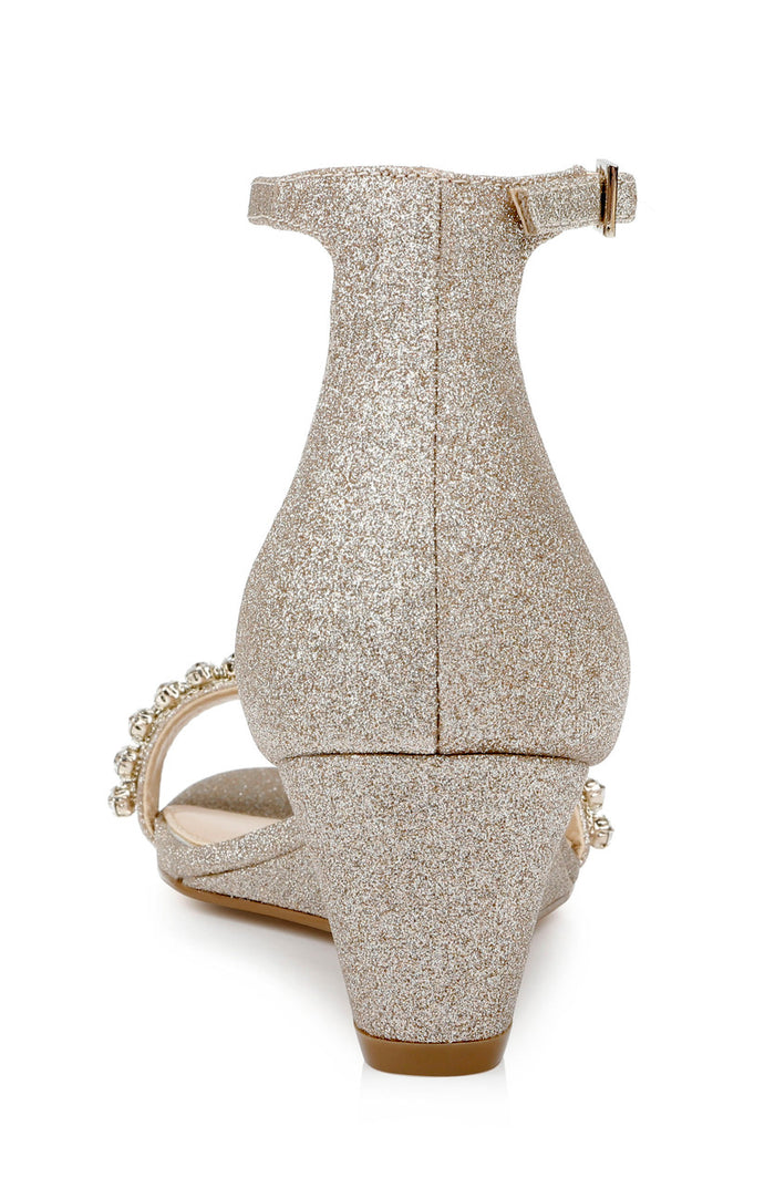 Light Gold | Lora Low Wedge Sandals