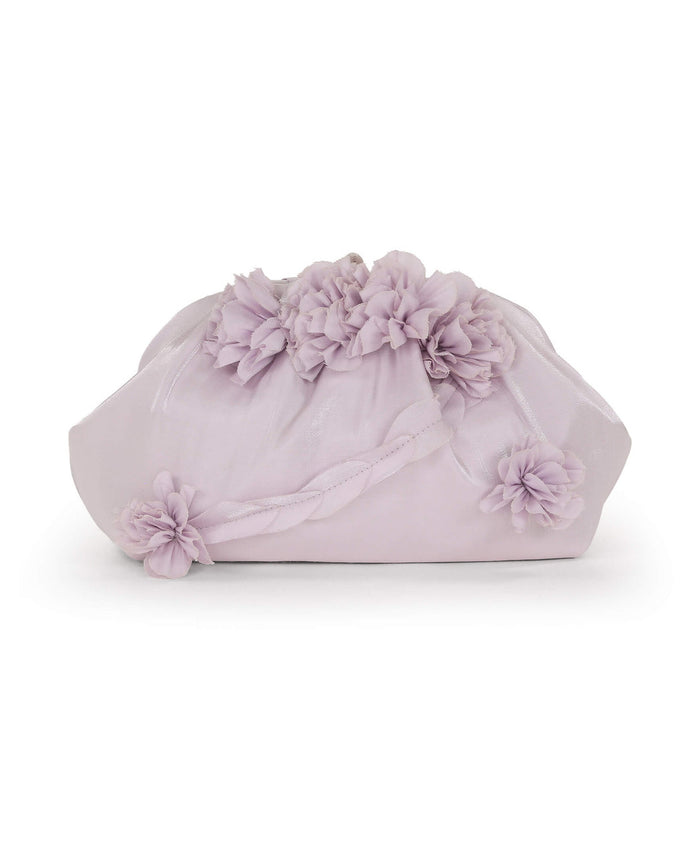 Lilac | Lottie Floral Applique Pouch Clutch Front
