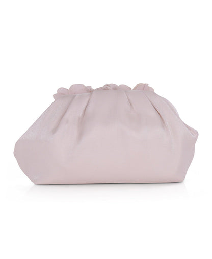 Champagne | Lottie Floral Applique Pouch Clutch Back