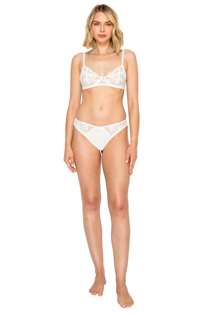 Bridal White | Luxe Floral Lace Thong Front