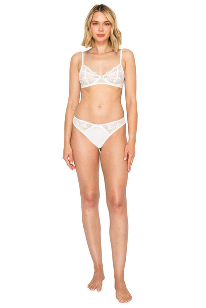 Bridal White | Luxe Floral Lace Thong Front