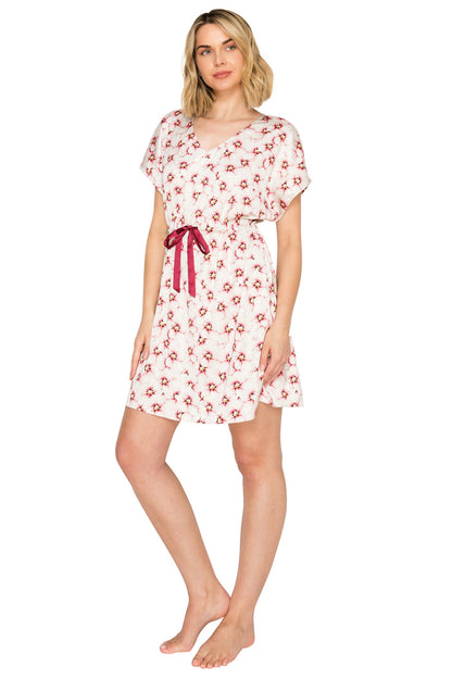 Ivory/Red Floral Print / L