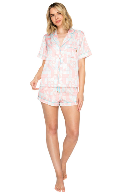 Blush/Sky Blue Geo Print / XL