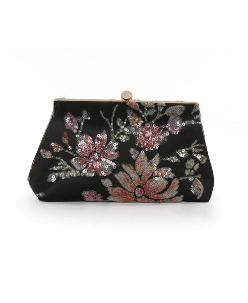 Black Multi | Lyric Sequin Floral Clutch Back