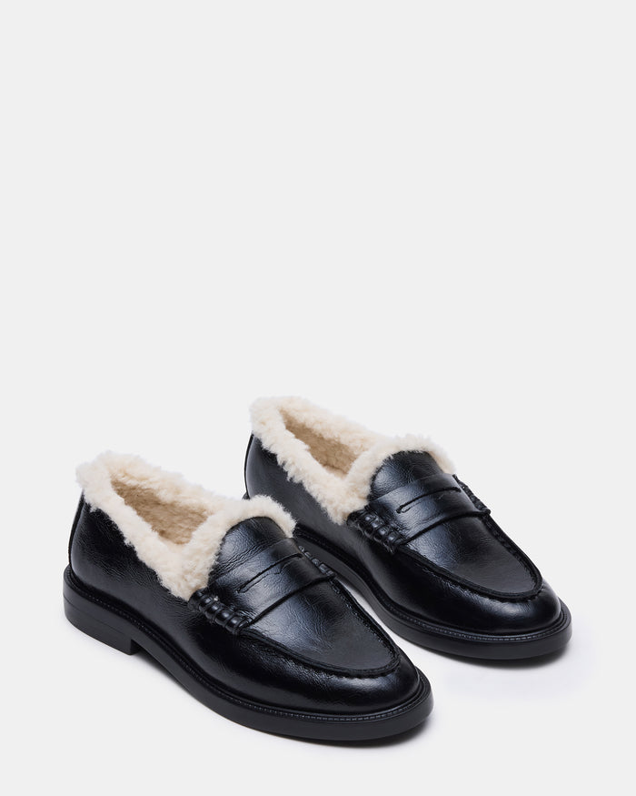 MADISON FAUX FUR BLACK LEATHER