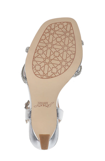Silver | Madison Stiletto Sandals with Rhinestone Knot Detail
