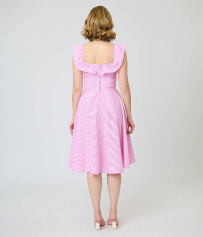 Magnolia Place Pink Stripe Barbara Swing Dress