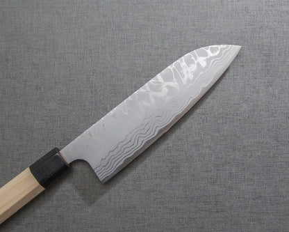 Masakage "Shimo" Shirogami #2 Damascus 165mm Santoku