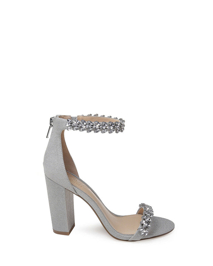 Silver | Mayra Ankle Strap Evening Shoe