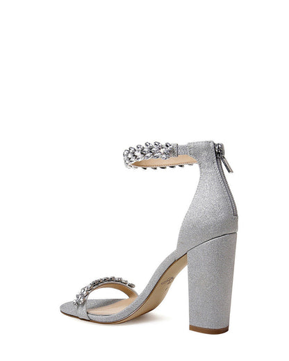 Silver | Mayra Ankle Strap Evening Shoe