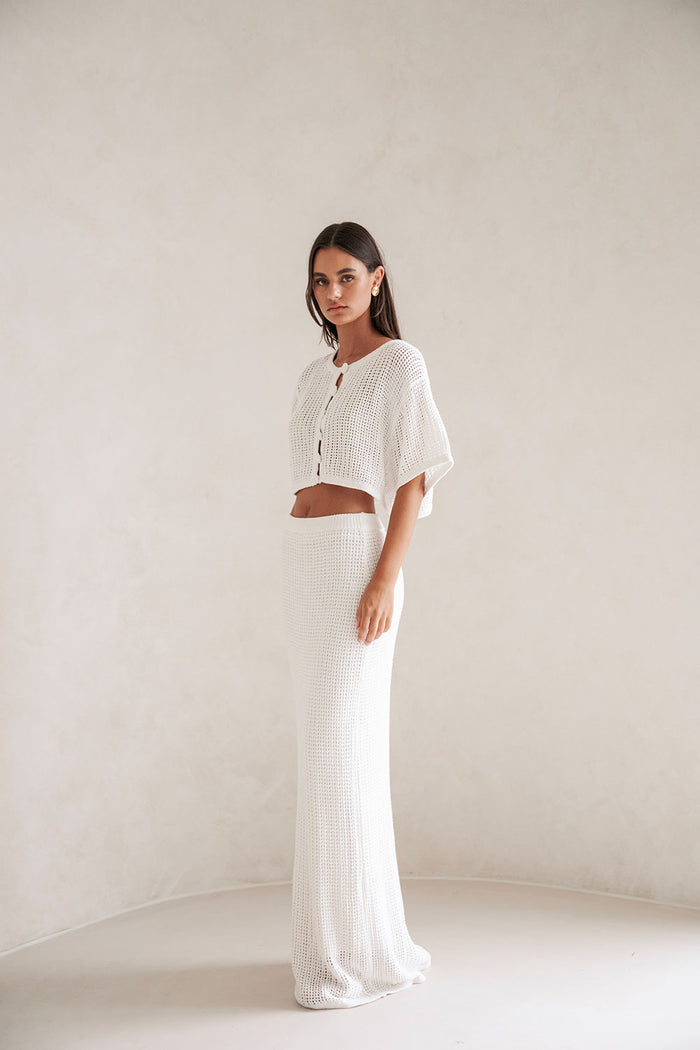 Bridal White Knit Maxi Mekkah Skirt