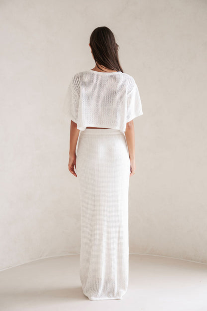 Bridal White Knit Maxi Mekkah Skirt