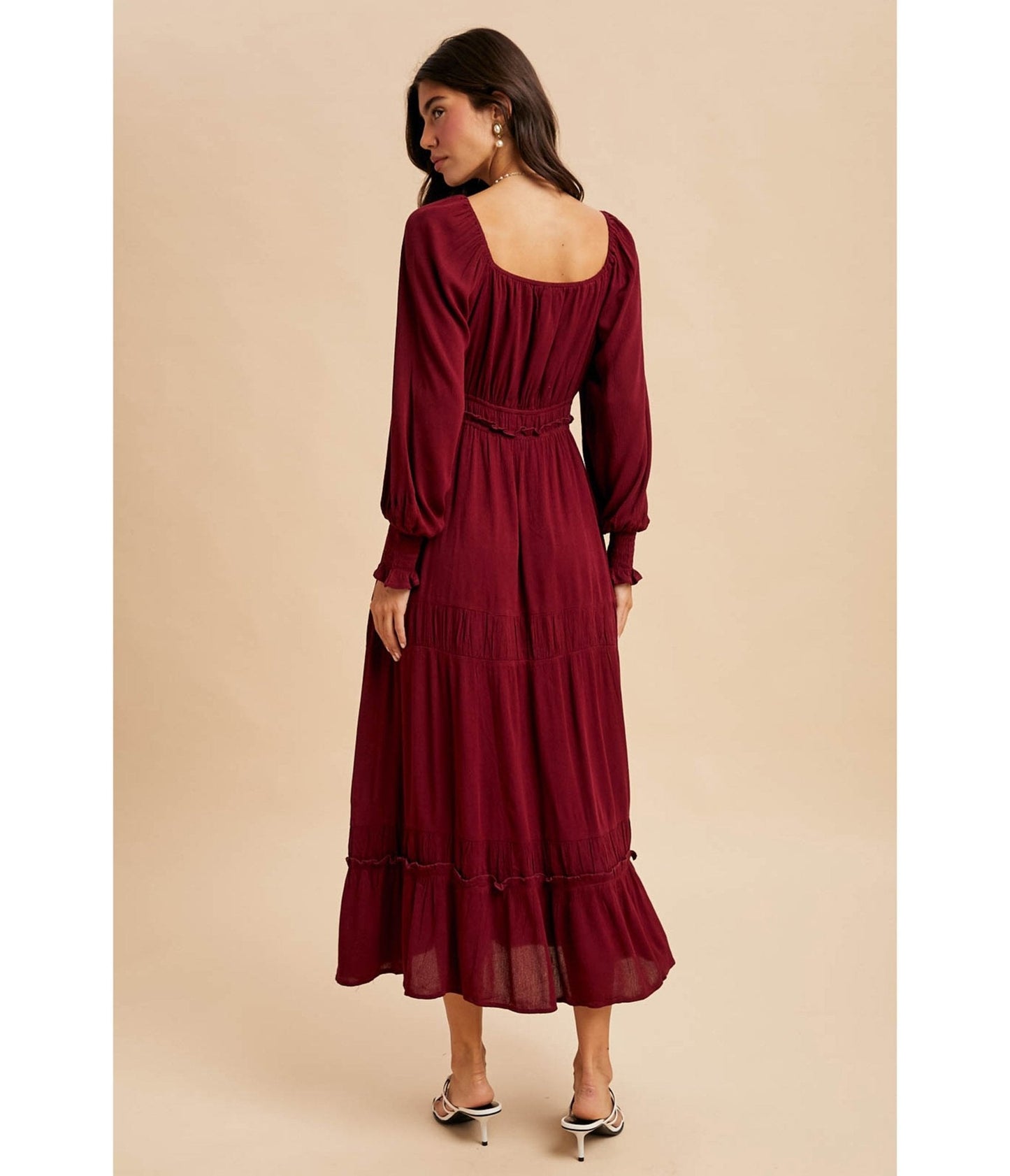 Merlot Square Neck Maxi Dress