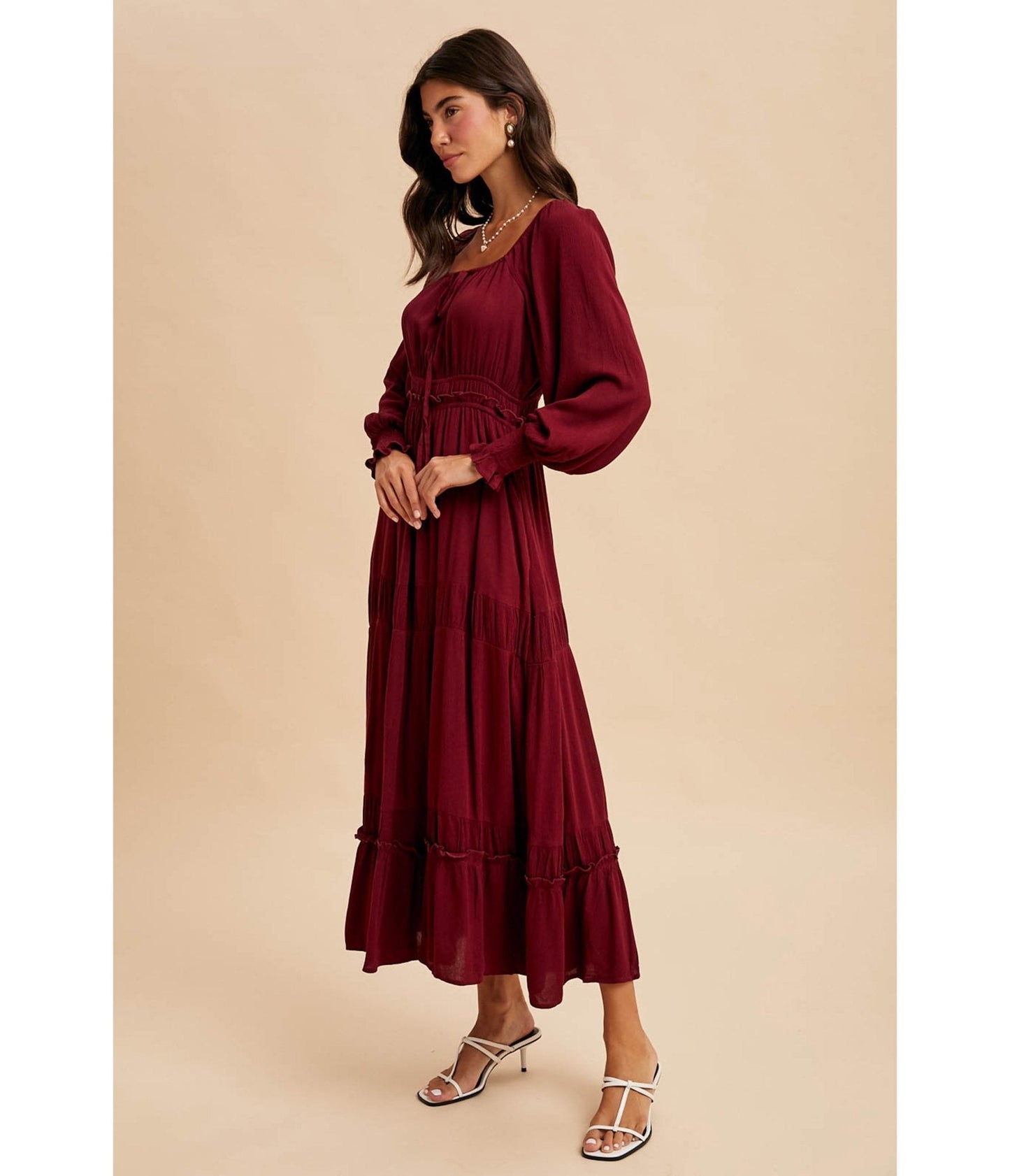 Merlot Square Neck Maxi Dress