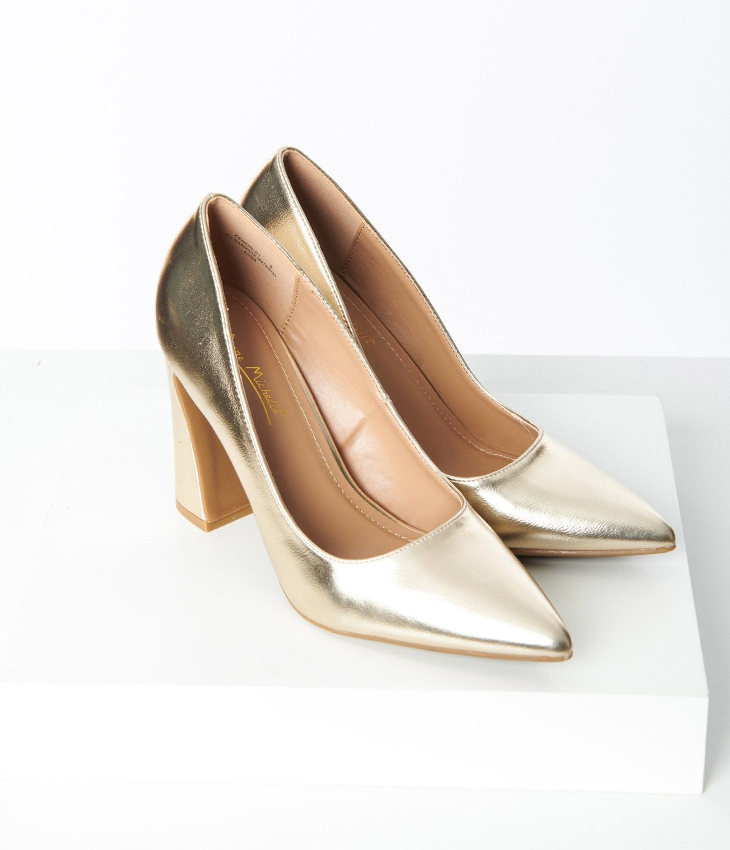 Metallic Gold Pointed Toe Pumps