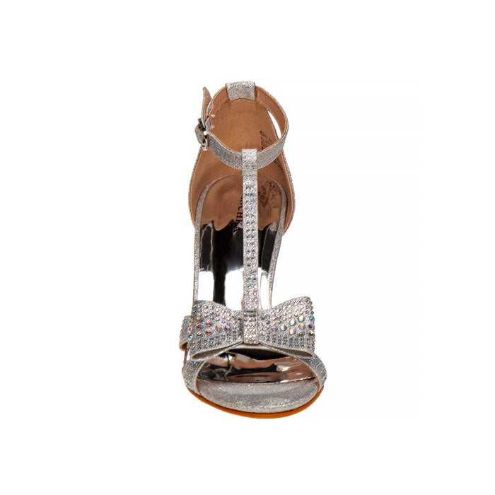 Silver Metallic T-Strap Girls Shoe | Metallic T-Strap Girls Shoe Heel