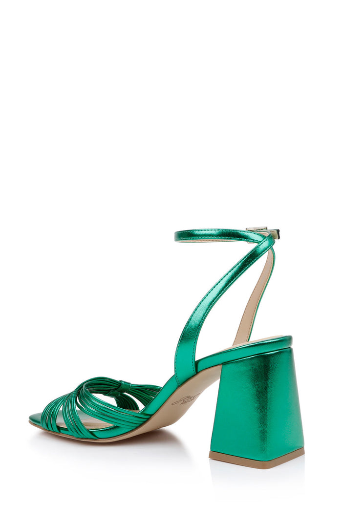 Green | Michelle Metallic Strappy Block Heels