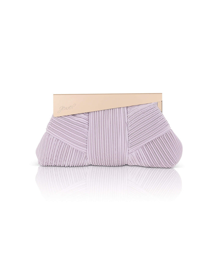 Lilac | Millie Mini Pleated Satin Pouch Front