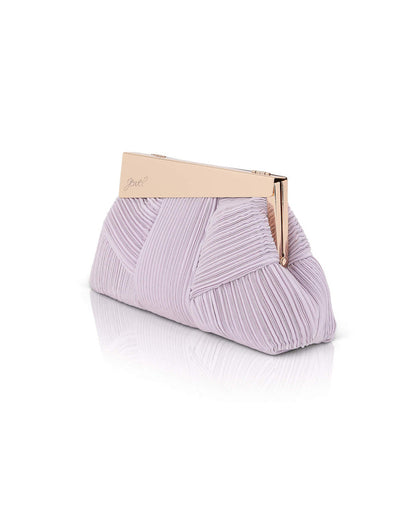 Lilac | Millie Mini Pleated Satin Pouch Side