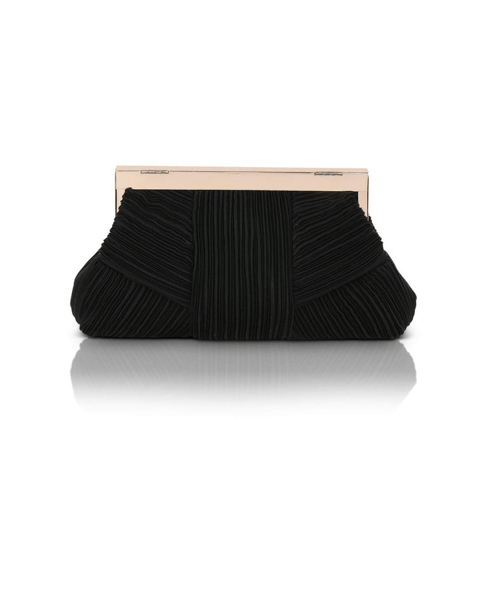 Black | Millie Mini Pleated Satin Pouch Back