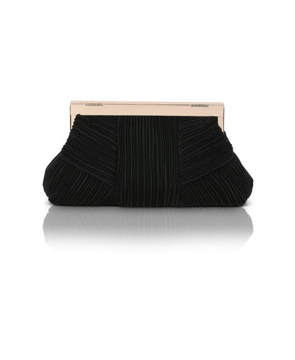 Black | Millie Mini Pleated Satin Pouch Back