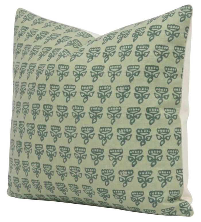 Mimi Floral Pillow Cover in Green, Thibaut Pillows