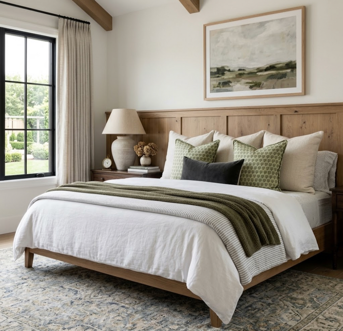 Mimi Floral Pillow Cover in Green, Thibaut Pillows
