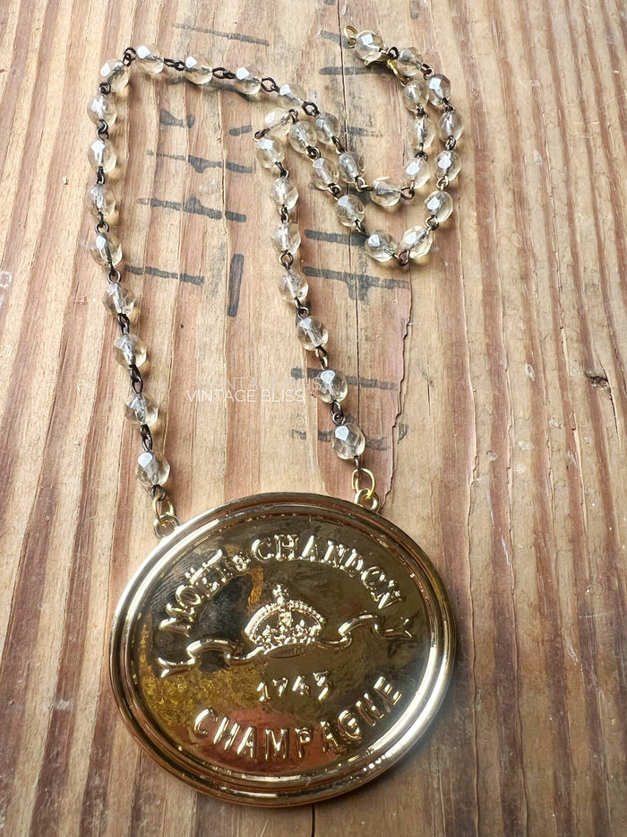 Moet & Chandon Champagne Label Medallion Necklace