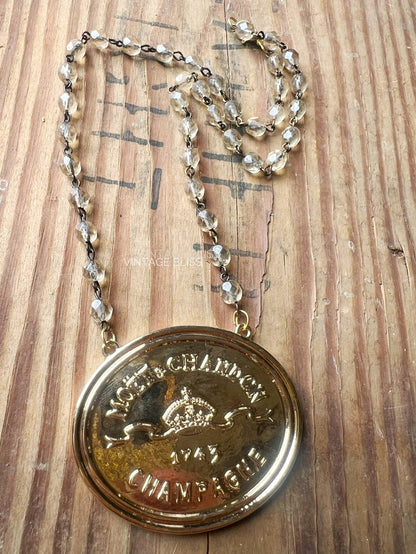 Moet & Chandon Champagne Label Medallion Necklace