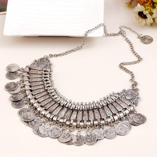 N2663 - Vintage Coin Tassel Necklace