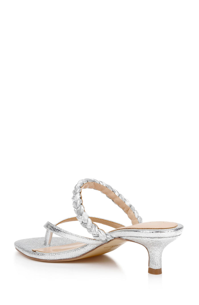 Silver Metallic | Nadya Kitten Heel Thong Sandals Back Side
