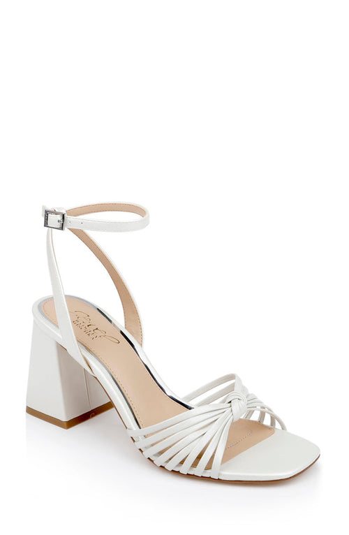 White Matte | Nariah Cage Block Heel Sandals Front Side