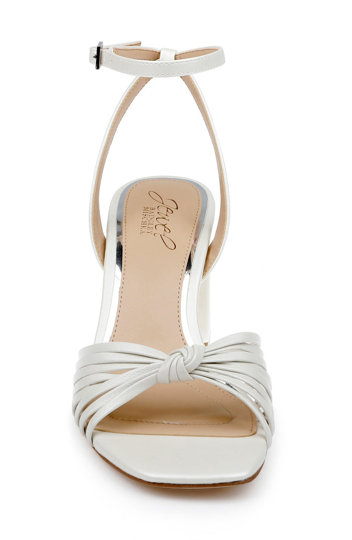 White Matte | Nariah Cage Block Heel Sandals Front