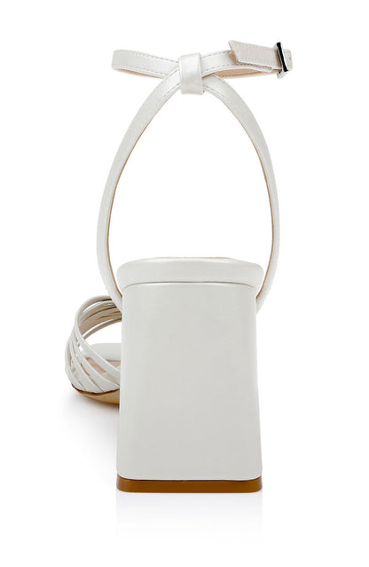 White Matte | Nariah Cage Block Heel Sandals Back