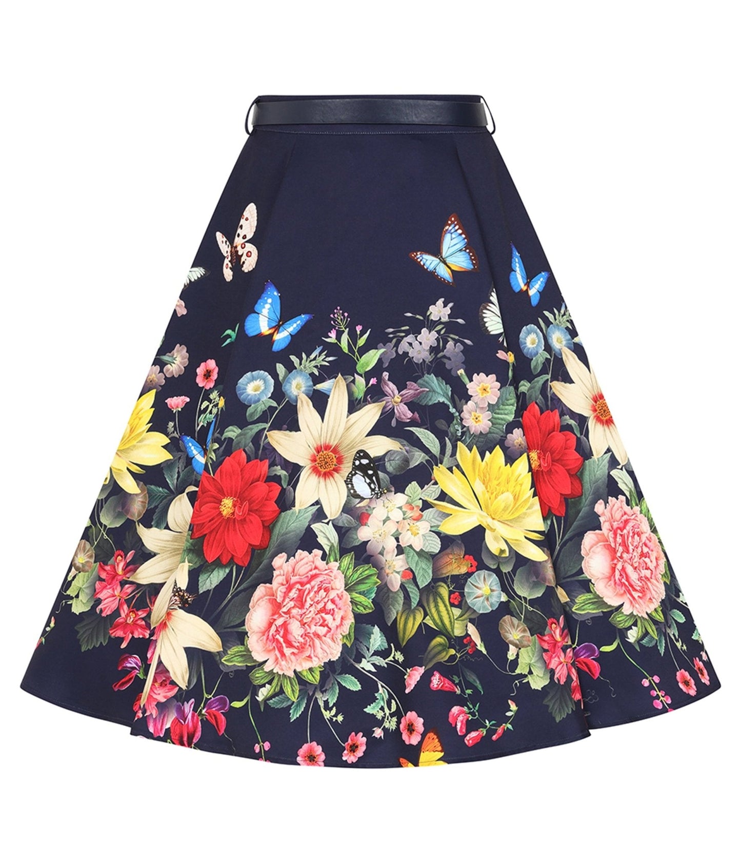 Navy Butterfly Meadow Swing Skirt