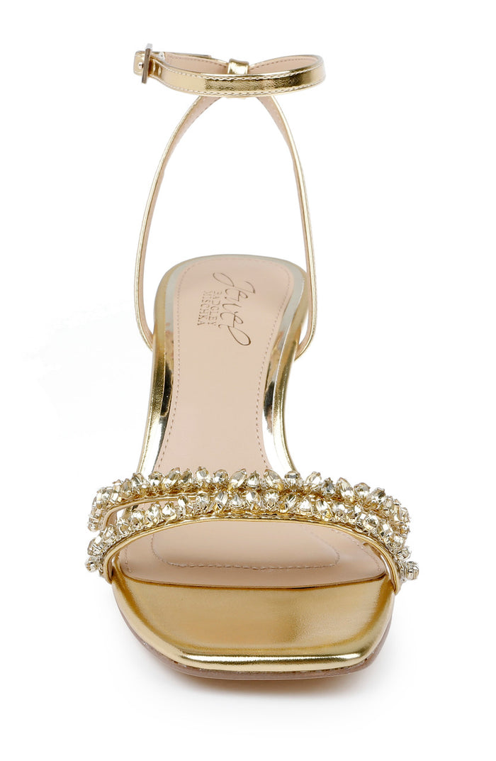 Gold Metallic | Nayla Kitten Heel Sandals Front
