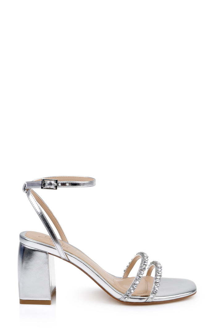 Silver Metallic | Nella Block Heel Sandals Side