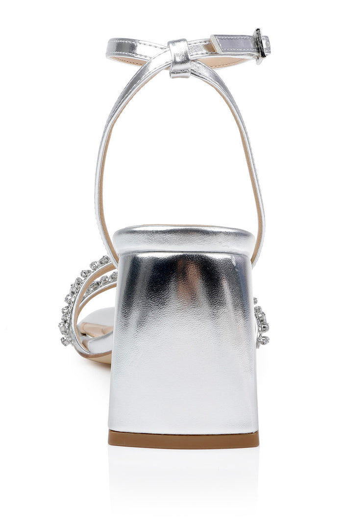 Silver Metallic | Nella Block Heel Sandals Back